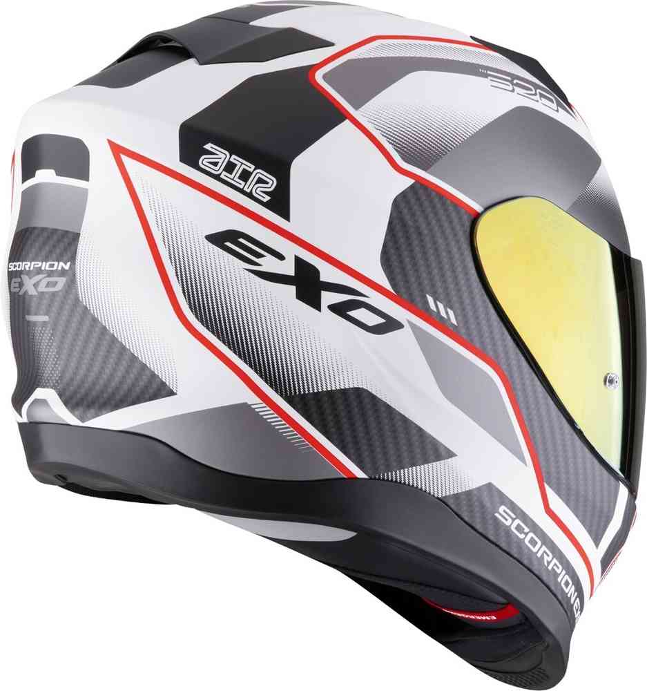 SCORPION EXO - 520 EVO AIR LENA - BIANCO OPACO - ARGENTO - ROSSO - CASCO INTEGRALE SPORT RACING - immagine 2