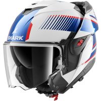 SHARK OXO SIKTER – CASCO MOTO MODULARE FLIP-BACK  OMOLOGATO – BIANCO ROSSO BLU