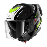 SHARK OXO RYDGER – CASCO MOTO MODULARE FLIP-BACK OMOLOGATO – NERO BIANCO VERDE