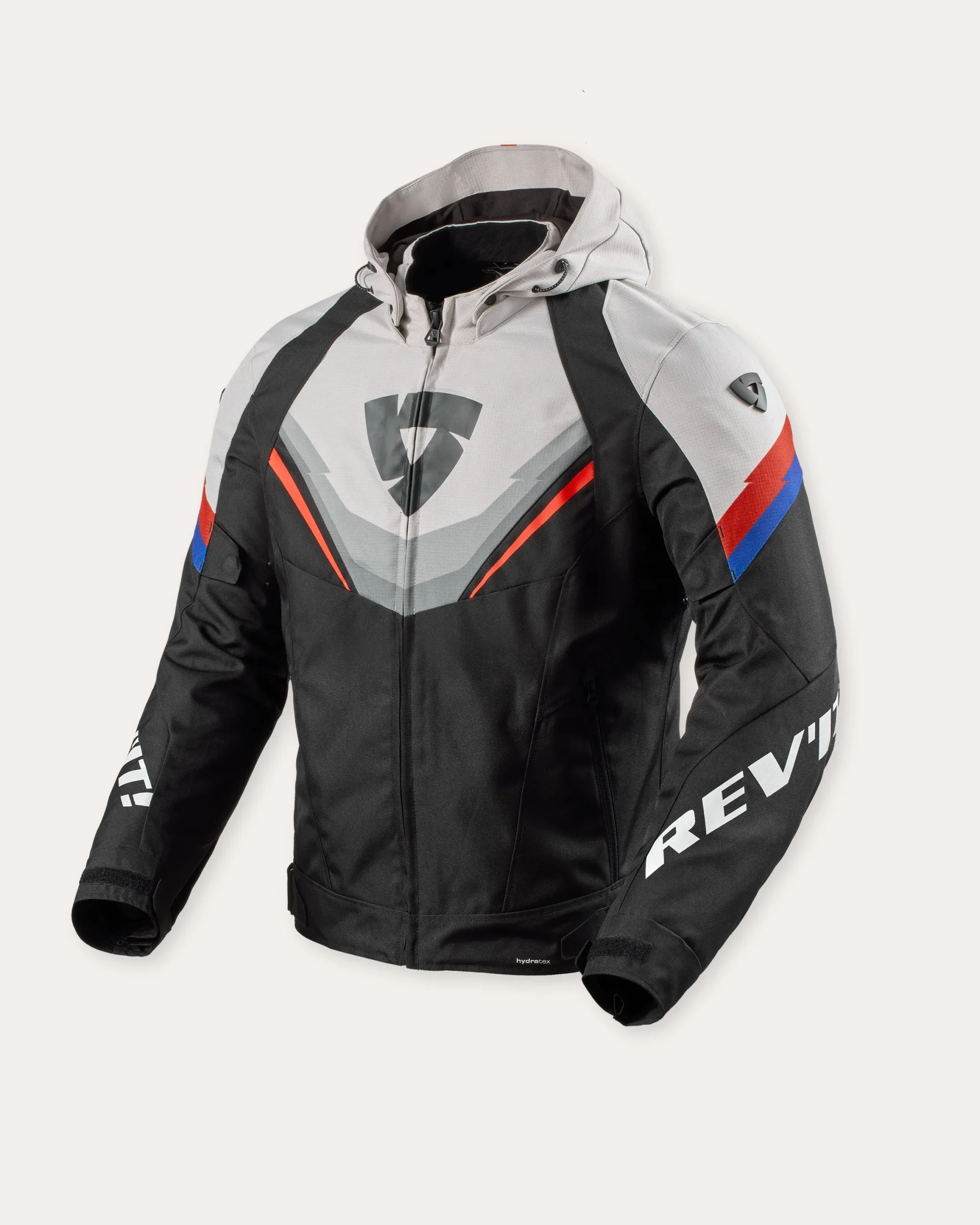 REV'IT QUANTUM 3 H2O - GIACCA MOTO SPORTIVA IMPERMEABILE - BIANCO BLU ROSSO NERO
